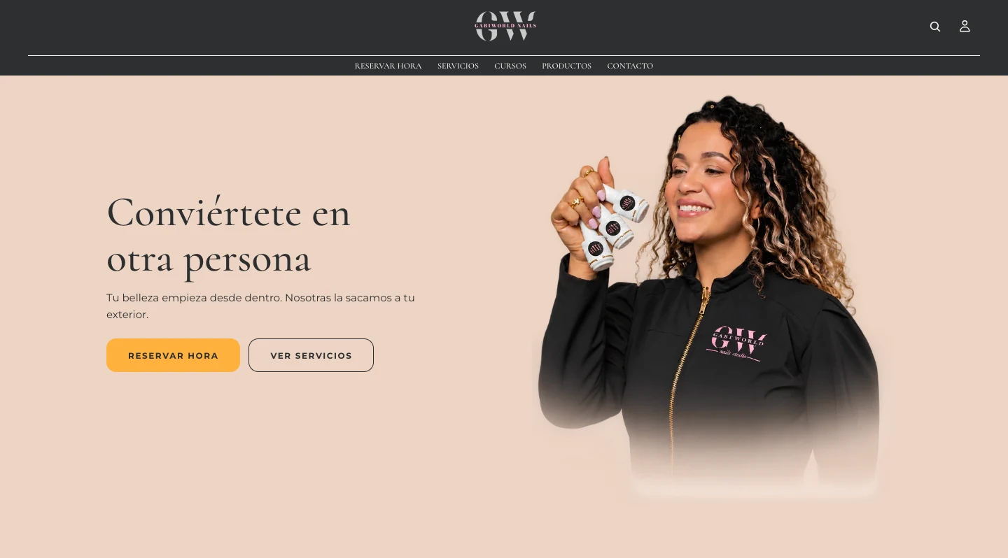 Inicio de la web de GABIWORLD Nails