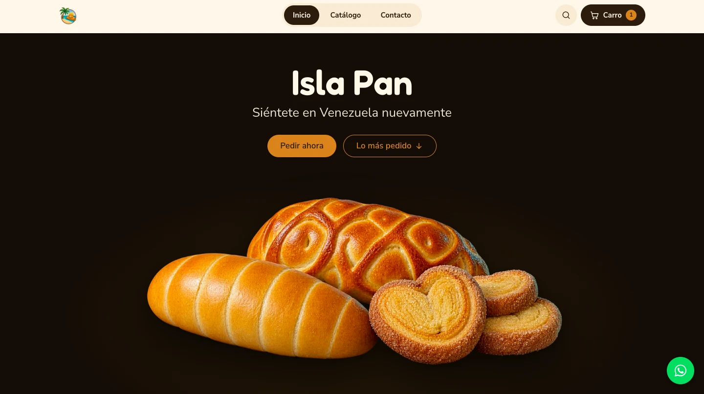 Inicio de la tienda de Isla Pan